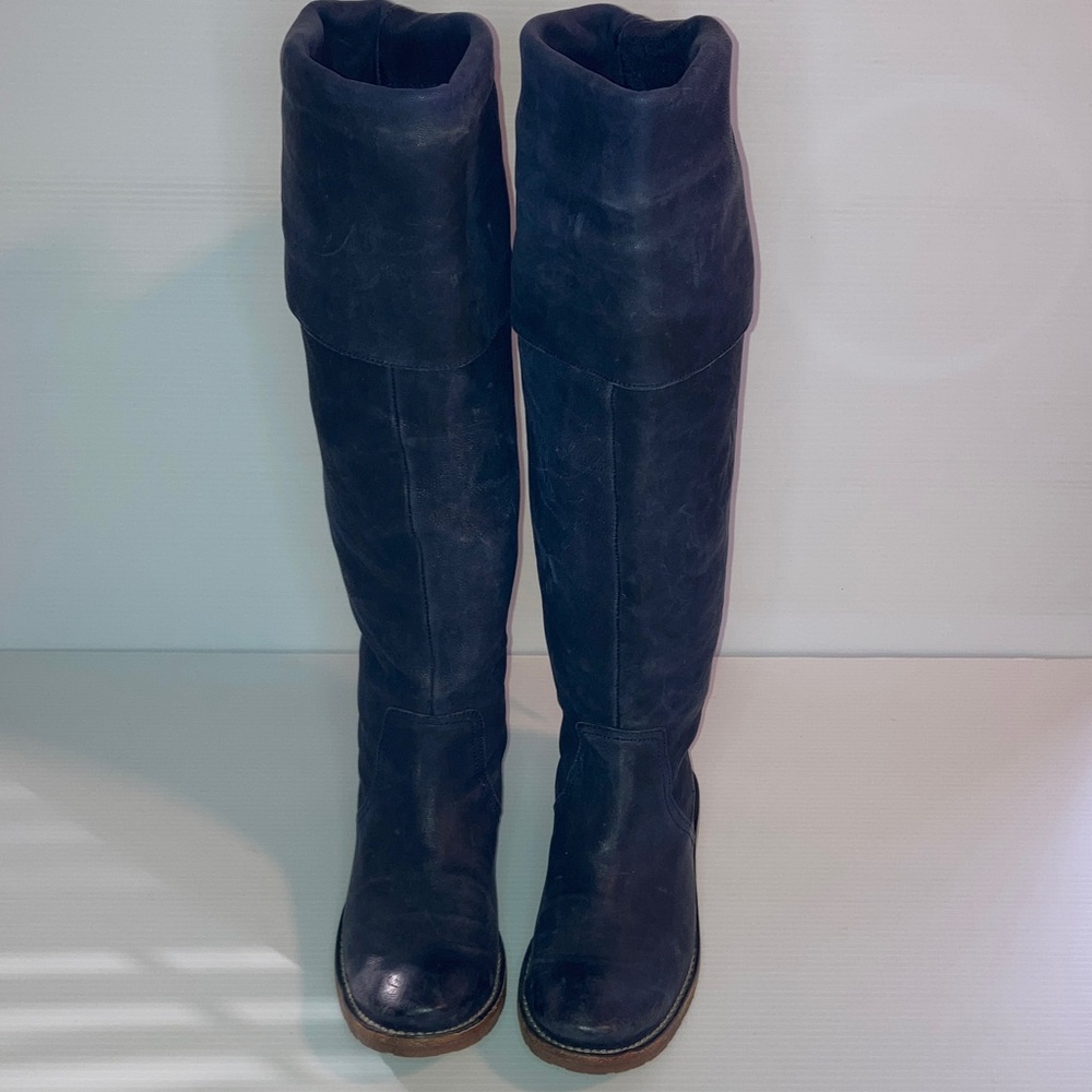 Frye Celia Over The Knee Leather Blue Boots Size 7.5 Woman’s